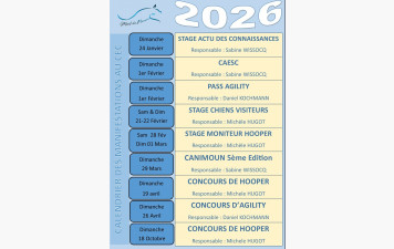 Calendrier des événements au CEC en 2026